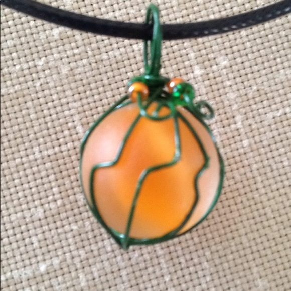 HAND CRAFTED Marble Necklace Wire Wrapped Colorful - Picture 3 of 5